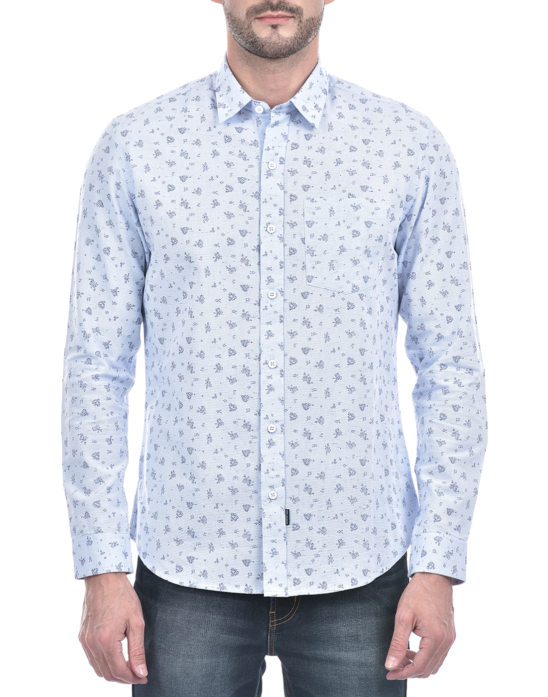 Numero Uno Men Abstract Blue Shirt